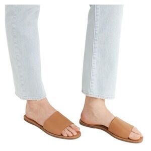 Madewell The‎ Boardwalk Leather Slide Sandals Tan Flat Slip On Size 10 Preppy